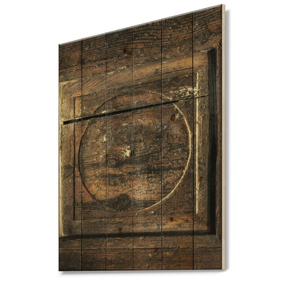 Designart 'Detail of Old Wooden Door' Vintage Print on Natural Pine Wood' Vintage Print on Natural Pine Wood