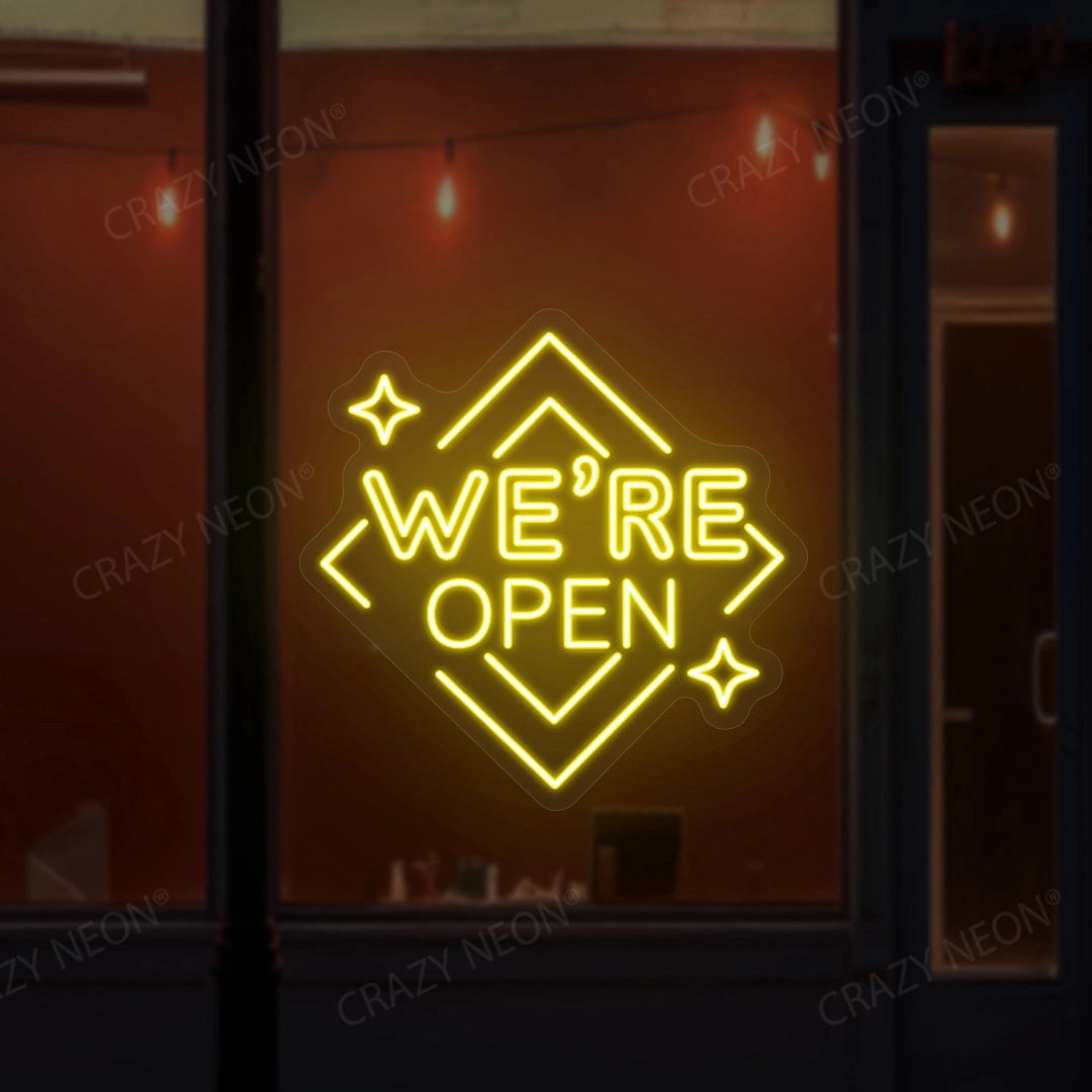We Are Open Square Sign (Yellow, 36"(W)x36"(H))