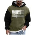 thumbnail image 3 of Caqnni Mens Pullover Hoodie Solid Color Sweatshirt for Men, Plush Pullover American Flag Hooded Sweatshirts for Men, Soft Cotton-Blend Casual Hoodies (3XL,AG), 3 of 4