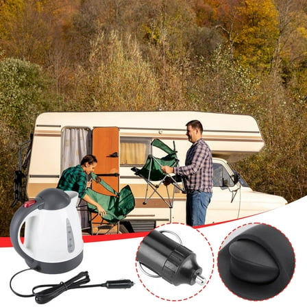 Xecvkr 1000ml Car Electric Kettle 12V DC Heater Auto Power Off for Travel Camping Boiling Water Coffee Tea Making