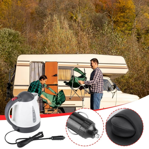 Xecvkr 1000ml Car Electric Kettle 12V DC Heater Auto Power Off for Travel Camping Boiling Water Coffee Tea Making