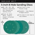 thumbnail image 5 of Serious Grit: discos de lijado de grano surtido de 125 mm y 8 orificios, P80, P120, P150, P180, P220 (10 de cada), papel de lija de gancho y bucle, caja de 50 unidades, 5 of 5