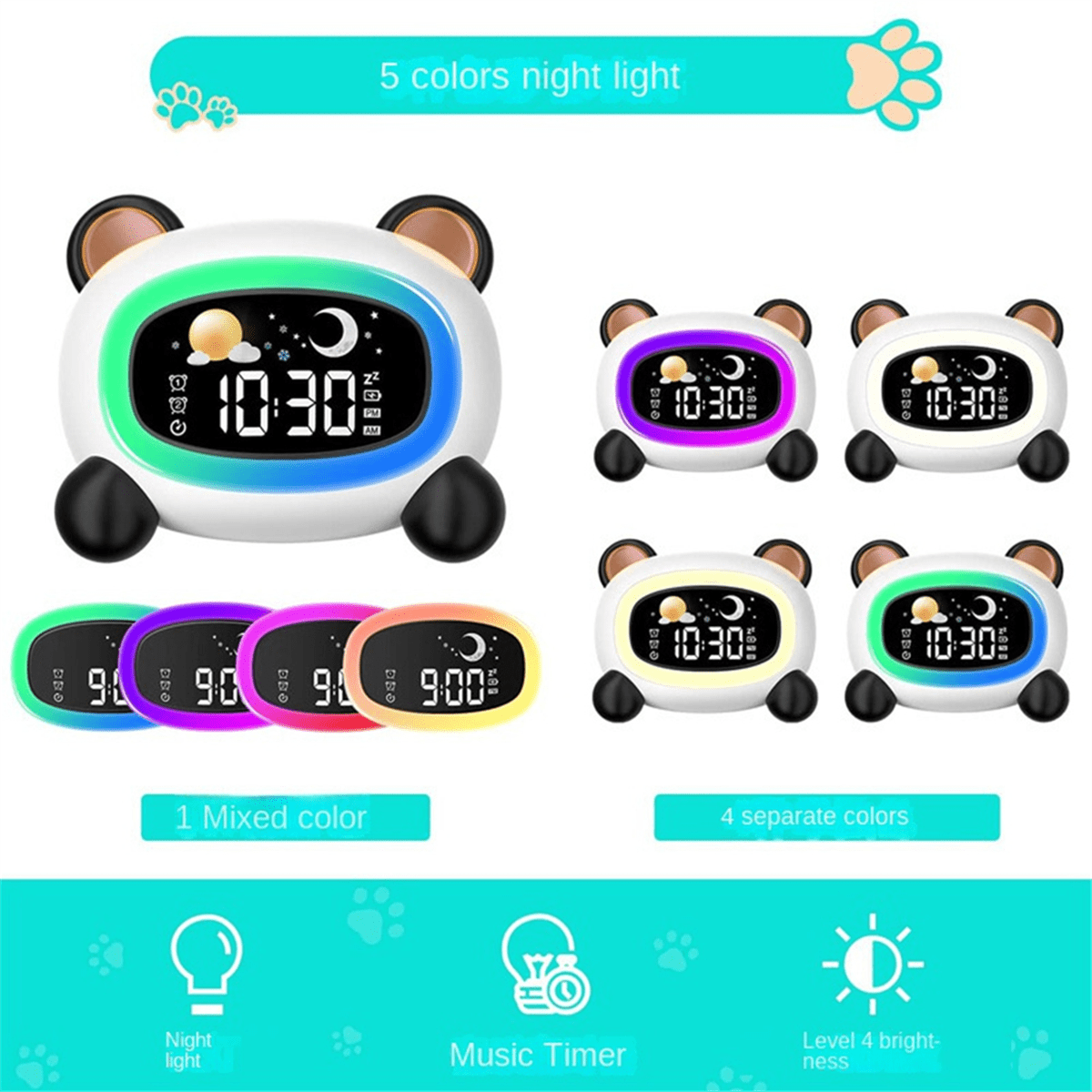 OK to Wake Clock for Kids, Kids Alarm Clock with Sleep Training Night Light,for Kids and Toddlers, Kids Clock with Light,1 * Alarm Clock 1 * Charging Cable,White