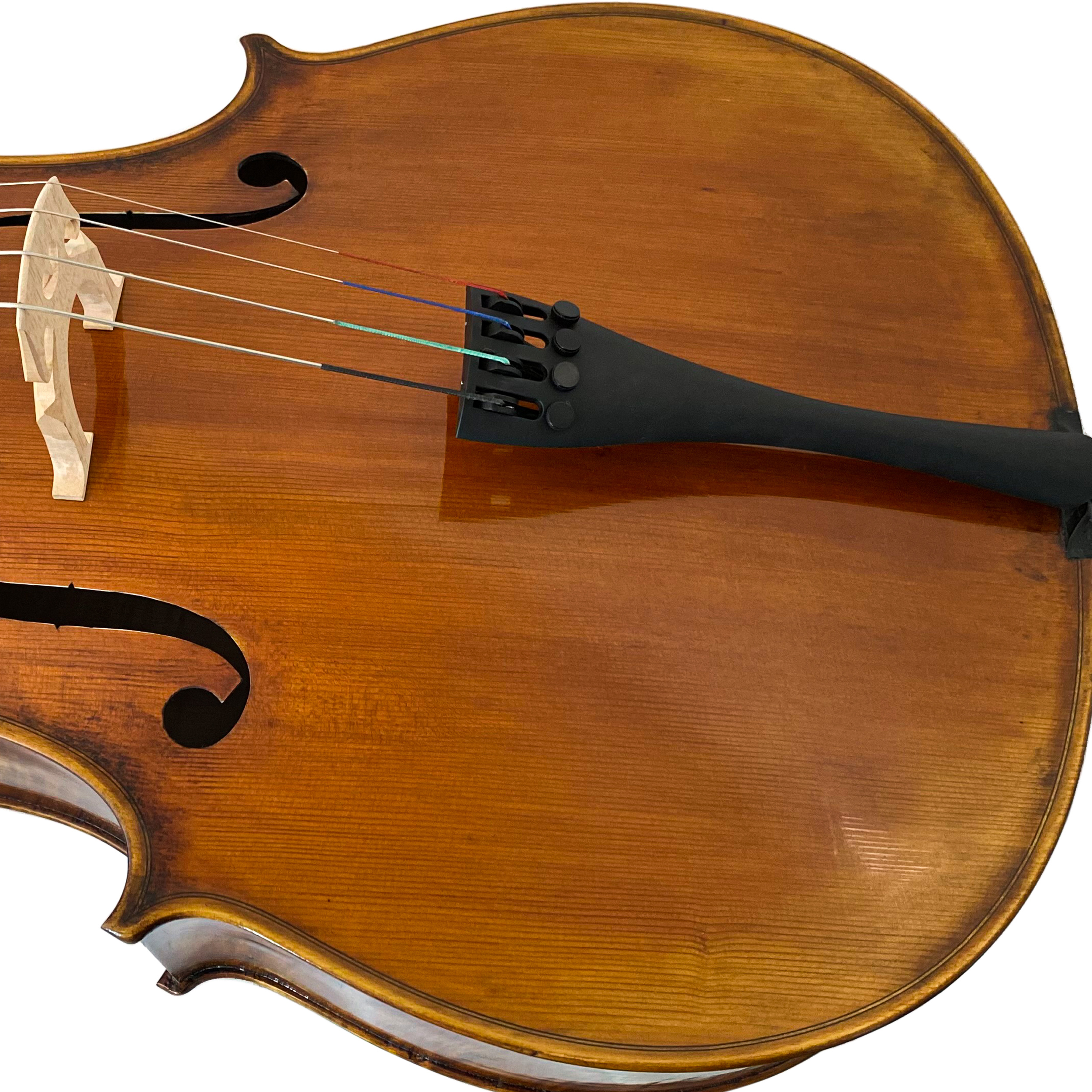 D’Luca Flamed Cello Outfit With Ebony fittings And Antique Finish, 1/2 Size