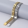 thumbnail image 4 of Pulsera de diamantes para hombre de acero inoxidable dorado creativa y de moda europea y americana, 4 of 6