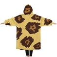 thumbnail image 2 of Oversized Wearable Blanket Hoodie,Yellow and Brown Of Leopard Print Sherpa Blanket Hoodie with Super Pockets,Super Warm Fuzzy Pullover for Women & Men, 2 of 6