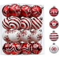 thumbnail image 1 of 24 bolas navideñas tradicionales de 60 mm en rojo y blanco, irrompibles para decorar el árbol de Navidad, 1 of 4