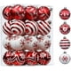 thumbnail image 1 of 24 bolas navideñas tradicionales de 60 mm en rojo y blanco, irrompibles para decorar el árbol de Navidad, 1 of 4