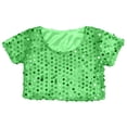 thumbnail image 2 of LYHao Girls Glitter Sequin Crop Top Short Sleeve Shirts For Stage Performance Dancing And Show Sizes 3-8 Years(Green), 2 of 5