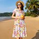 thumbnail image 4 of Balery Colorful Floral Vestidos sueltos de manga corta para mujer, vestidos de verano 2025, vestidos casuales de corte A con vuelo., 4 of 6