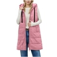 thumbnail image 6 of RYRJJ Puffer Vest Women Winter Warm Long Quilted Sleeveless Jackets with Pockets Fall Fashion Zip Up Puffy Coat Outerwear(Pink,L), 6 of 9