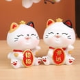 thumbnail image 4 of Expression Mignonne Personnages Chinois Imprimé Posture Assise Figurine Lucky Cat Chinois Porte-Bonheur Richesse Statue de Chat Ondulante Ornement Déco Maison, 4 of 8