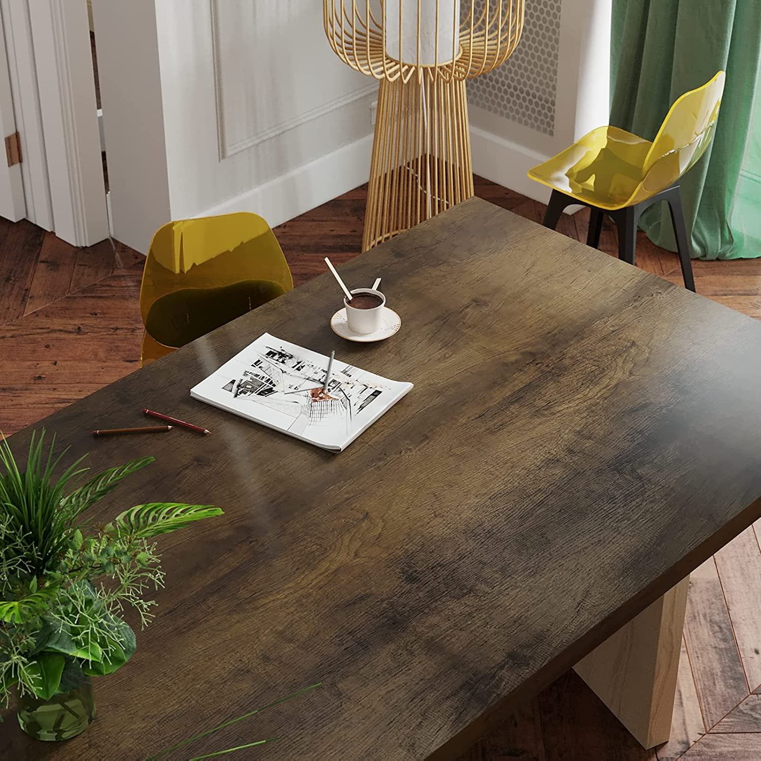 VEELIKE 15.7''x354'' Brown Wood Wallpaper Peel and Stick Wallpaper Wood Grain Contact Paper for Countertops Waterproof Self Adhesive Wood Look Wall Paper for Kitchen Cabinets Walls Furniture Doors