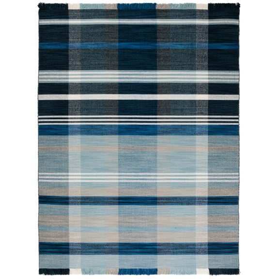 SAFAVIEH Striped Kilim Linnette Striped Area Rug, Navy/Charcoal, 9' x 12'