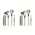 thumbnail image 1 of Auriculares intrauditivos Moyic estéreo de doble unidad de 3,5mm con Cable Micrófono incorporado de Supergraves oro Línea de patrón de 2 trompetas 2piezas, 1 of 5