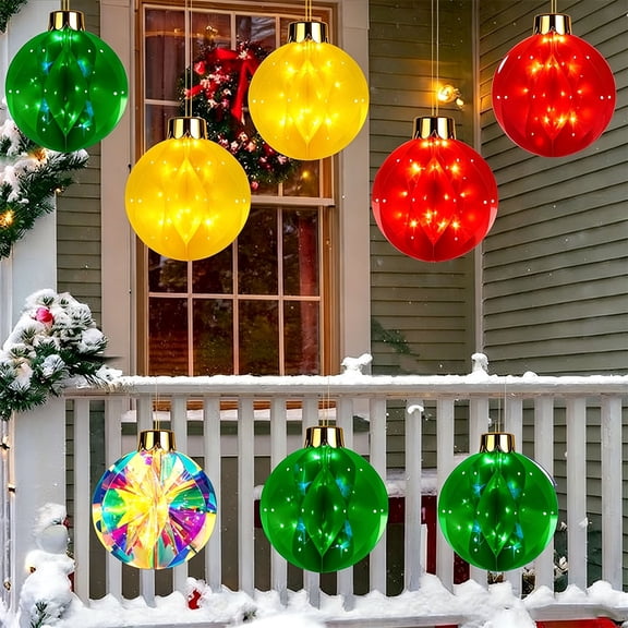 Feledorashia Christmas Ball Decoration Outdoor LED Luminous Holiday Pendant, Weather-Resistant Christmas Yard Ornament, Energy-Efficient LED Lights, Easy to Install Festive Hanging Decoration