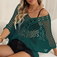 thumbnail image 5 of Tqyyweavej Womens Crochet Bathing Suits Coverups 3/4 Length Sleeve Solid Color Swimsuit Cover Up Loose Free Size Cover Ups for Swimwear Women, 5 of 7