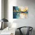 thumbnail image 3 of GOSMITH Blue and Gold Abstract Canvas Wall Art, Modern Blue Wall Art Decor for Bedroom Bathroom, 20x16in Ready to Hang, 3 of 4
