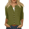 thumbnail image 1 of asddcavvf Cardigan for Women Women's Crew Neck 3/4 Sleeve Shirts Tops Basic Button Down Open Front C, 1 of 4