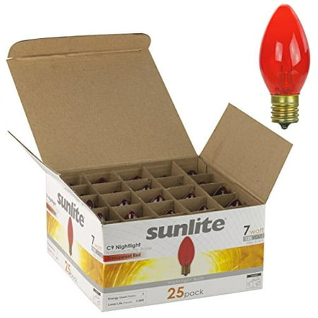 

Sunlite 7C9/TR Incandescent 7-Watt Intermediate Based C9 Night Light Colore...
