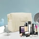 thumbnail image 4 of Neceser de terciopelo a rayas | Neceser de maquillaje de viaje bordado | Estuche impermeable y suave para guardar pinceles y pintalabios | Organizador portátil para bolso y maleta, 4 of 6