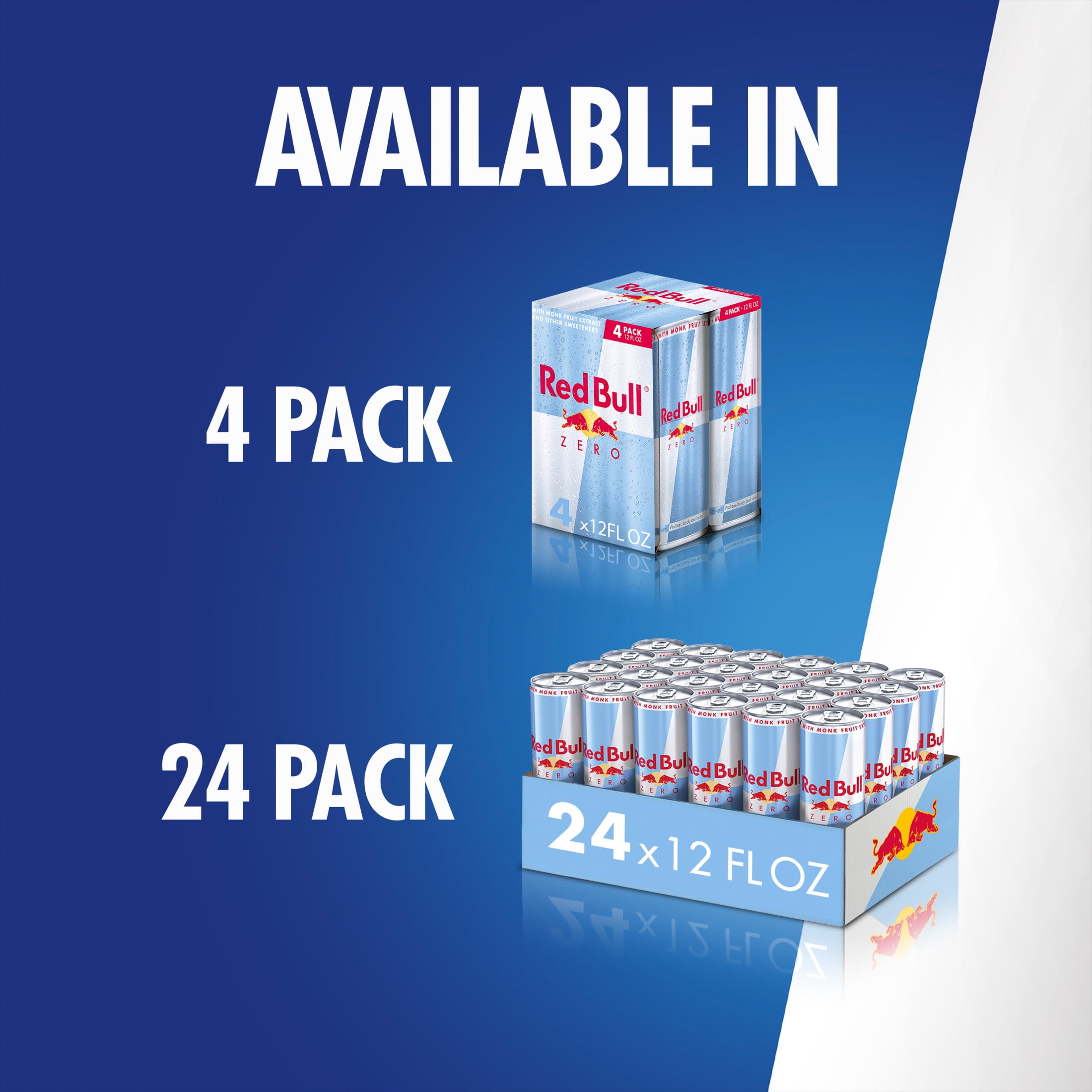 Red Bull Zero Energy Drink, 12 fl. oz., Pack of 4 Cans, 114mg Caffeine, Taurine & B Vitamins