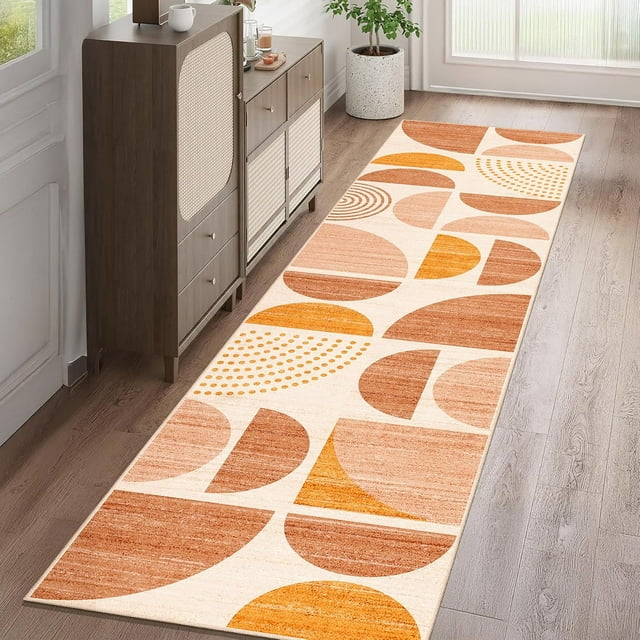 Boho Rug Washable x Area Rugs for Bedroom Entryway Living Room Bedside Small Throw Floor Carpet Non Slip Soft Indoor Modern Abstract Bohemian Orange
