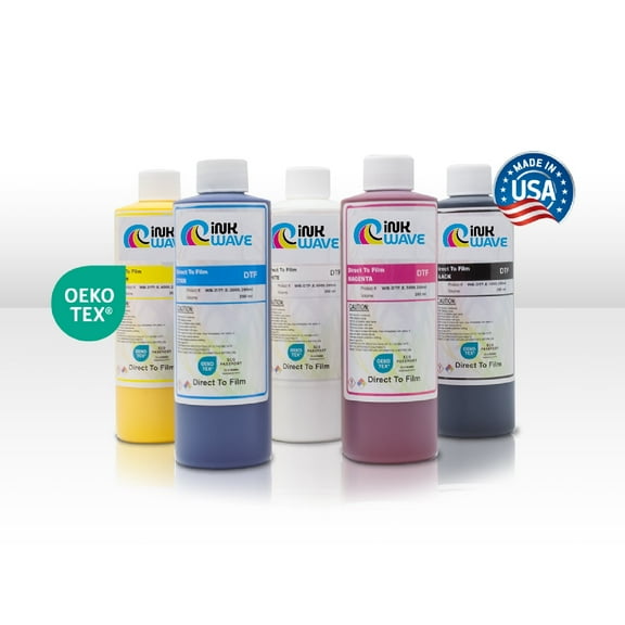 InkWave Inks Direct to Transfer Film DTF Ink for Epson Printheads - 250mL - CMYK and White