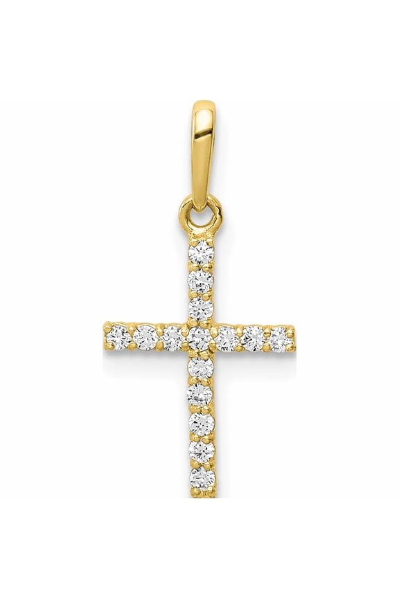 10K Yellow Gold CZ Small Latin Cross Pendant