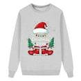 thumbnail image 4 of Fiaer Christmas Family Matching Sweatshirt Long Sleeve Letter Santa Hat Print Pullover Trendy Crew Neck Loose Fit Warm Breathable Tops Dad Grey3 M, 4 of 4