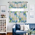 thumbnail image 2 of Blue Hydrangea Kitchen Curtains Valances and Tiers Set of 3 Watercolor Blue Purple Flower Butterfly Wood Grain Tier Curtains and Valance with Rod Pocket for Small Windows, 27.5"x24", 2 of 9
