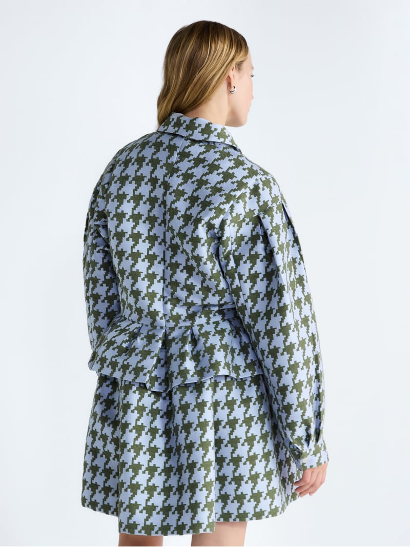Free Assembly Women's and Women's Plus Houndstooth Peplum Jacket