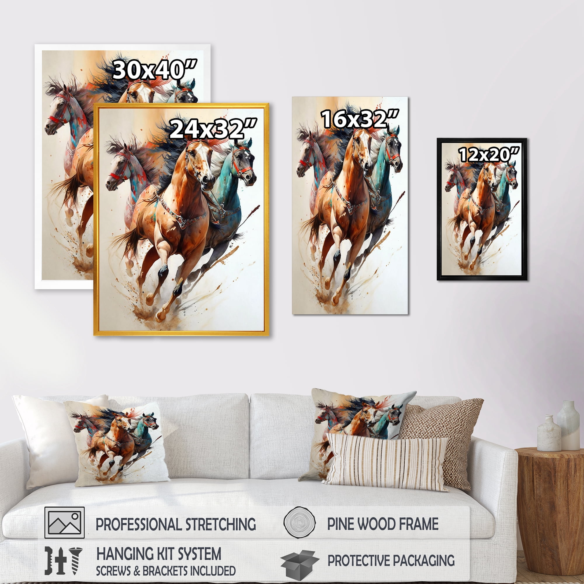 Designart Herd Of Horses Running III Canvas Wall Art