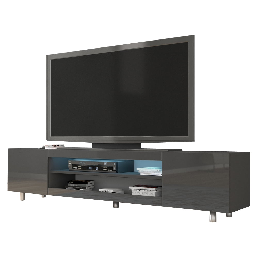 Boca Modern 75" TV Stand High Gloss Fronts Matte Body