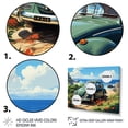 thumbnail image 3 of Designart "Vintage Dream Green Classic American Car on Beach II" Transportation Framed Wall Art - Modern Green Car Old American Entryway Framed Wall Art Print, 3 of 6