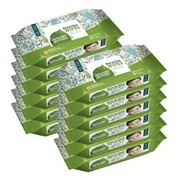 Seventh Generation Free & Clear Unscented and Sensitive Baby Wipes 64 Ct, Case of 12