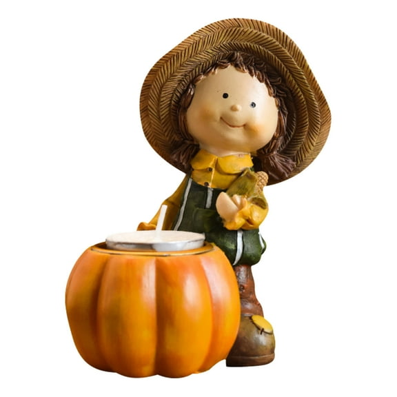 Matoen Halloween Girl Decorations Resin Figurines Halloween Desktop Figurines Decor Halloween Pumpkin Home Table Decorations Gifts