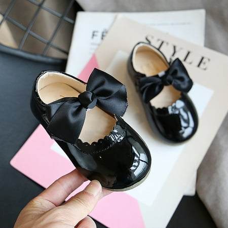 

Toyella Baby Girl Cute Bow Princess Shoes Small Leather Shoes Black 29