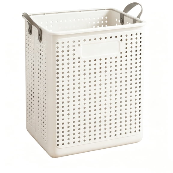 Lypsnake Large Plastic Laundry Basket, Breathable Ventilated Design with Reinforced Handles, Lightweight Sturdy Storage Bin for Dirty Clothes Towels in Bathroom Bedroom Laundry Room