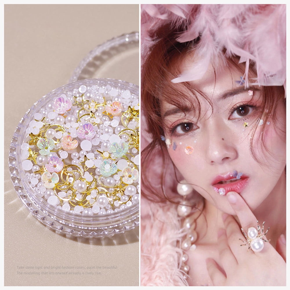 Face Jewels Eye Gems Crystal Shining Butterfly White Pearl Floral for Party  Rave Festival Makeup 011 