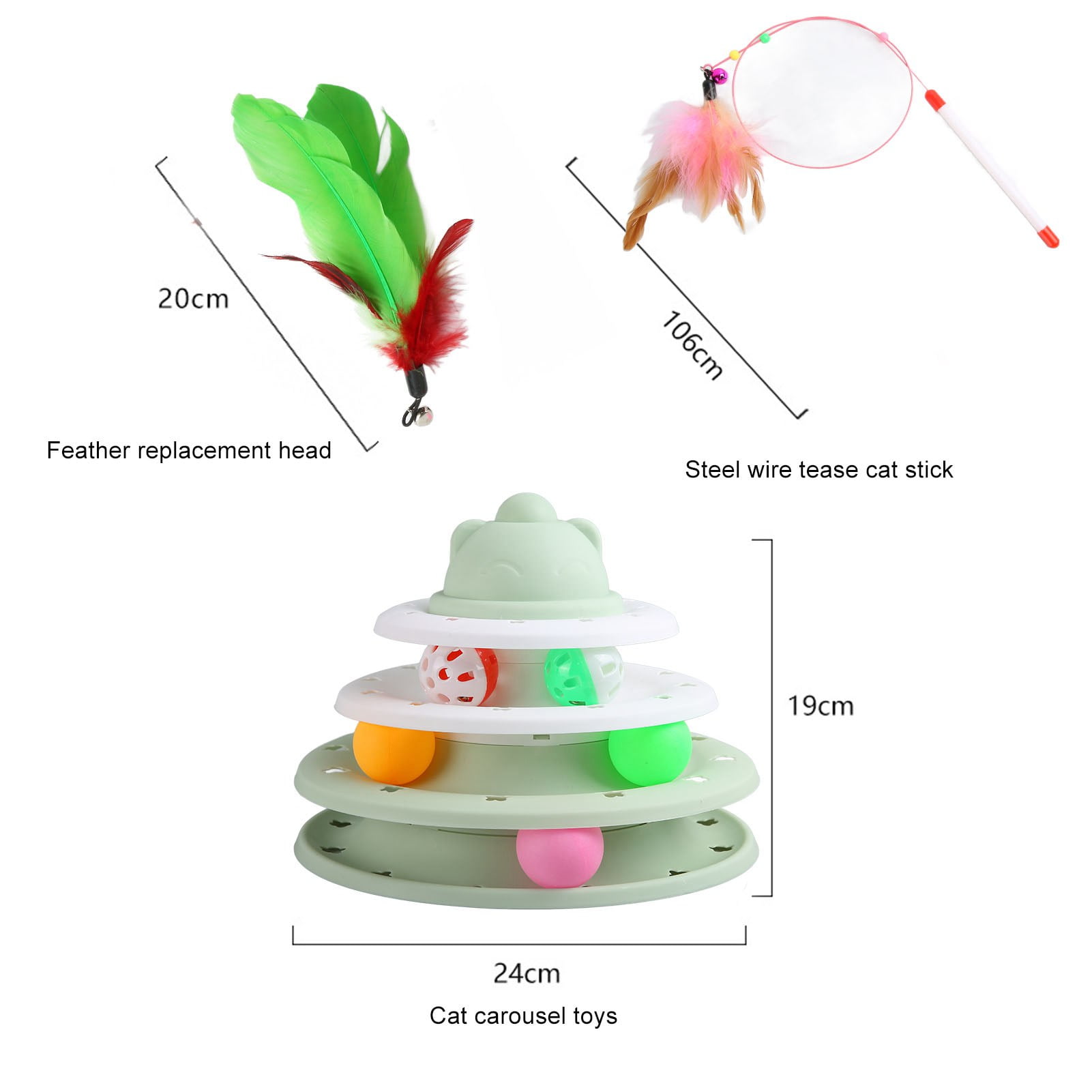 FitBest Kitten Roller Toys Set 3 Layer Tower Rounded Corners Interactive Cat Turntable Toy Set For Cats Kittens,Cat Turntable Toy,Kitten Roller Toys Set
