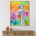 thumbnail image 2 of Monochrome Giraffe Drawing On Bright Rainbow 16 in x 32 in Framed Painting Canvas Art Print, by Designart, 2 of 5