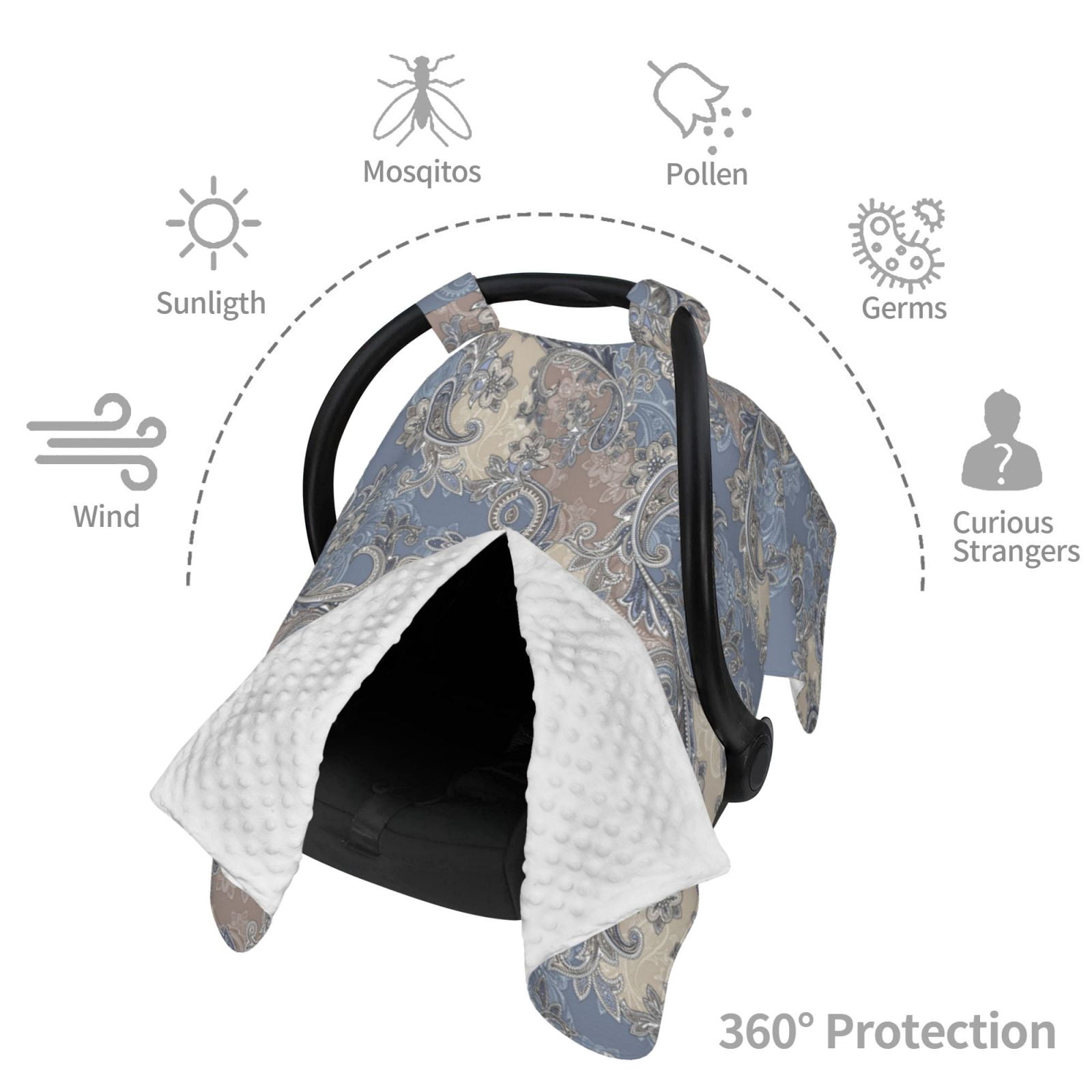 Car Seat Cover Baby - Paisley Pattern No.9066 Breathable Infant Car Seat Cover for Baby Carseat, Lightweight Comfort Baby Essentials Must Haves Newborn Stuff for Girl Boy