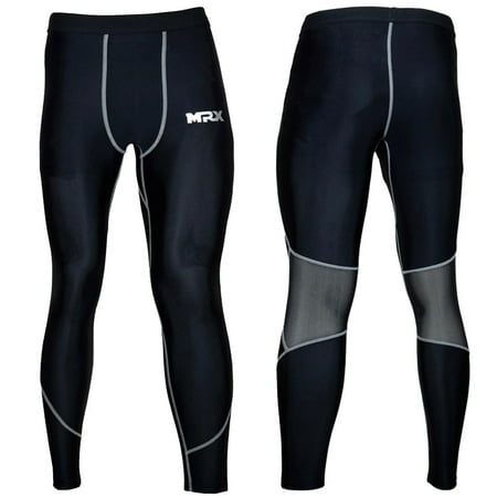 Mens Compression Pants Tights Running Gym Legging Long Base Layer Thermal Training Trousers Black Grey Small