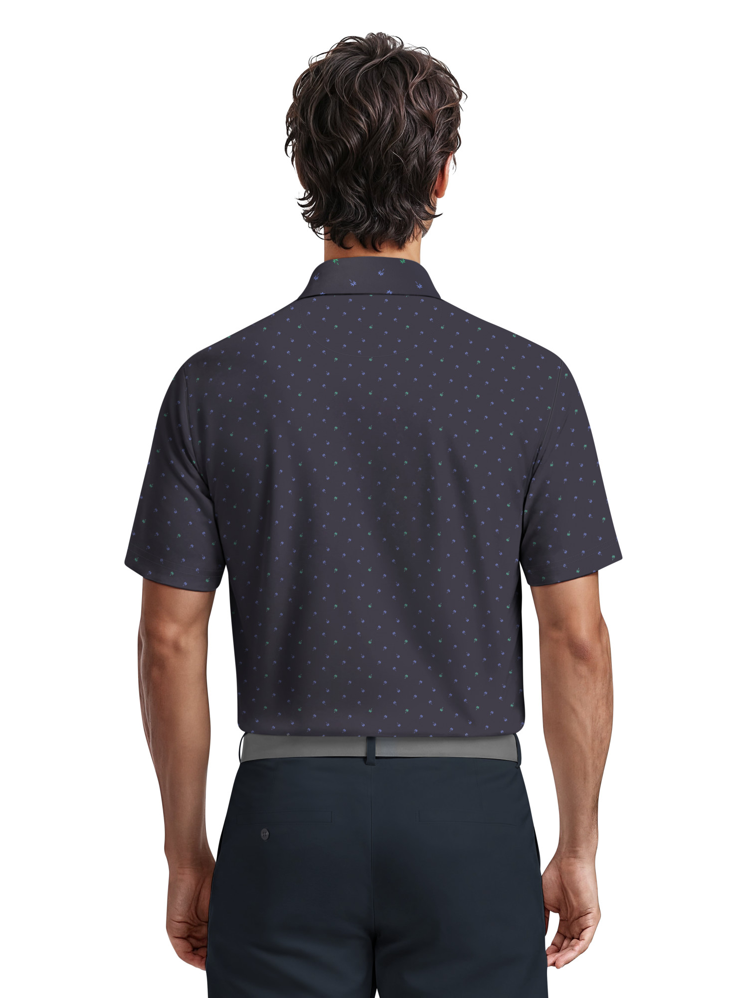 Ben Hogan Men's & Big Men's Performance Palm Tree Print Short Sleeve Polo Shirt, up to 5XL