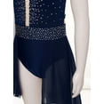 thumbnail image 6 of Doomiva Figure Skating Dress for Kids Girls Rhinestone Sleeveless Ballet Lyrical Dance Leotard Performance Dancewear Navy Blue 14, 6 of 7