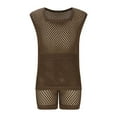 thumbnail image 4 of Oplxuo Men's Crochet Shorts Beach Outfits Loose Sleeveless Summer Knitted Hollow Tank Top 2 Piece Casual Vacation Sets, 4 of 5