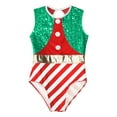 thumbnail image 5 of TiaoBug Miss Santa Dance Costume Sequins Sleeveless Gymnastics Leotard Dance Bodysuits Red 4, 5 of 7