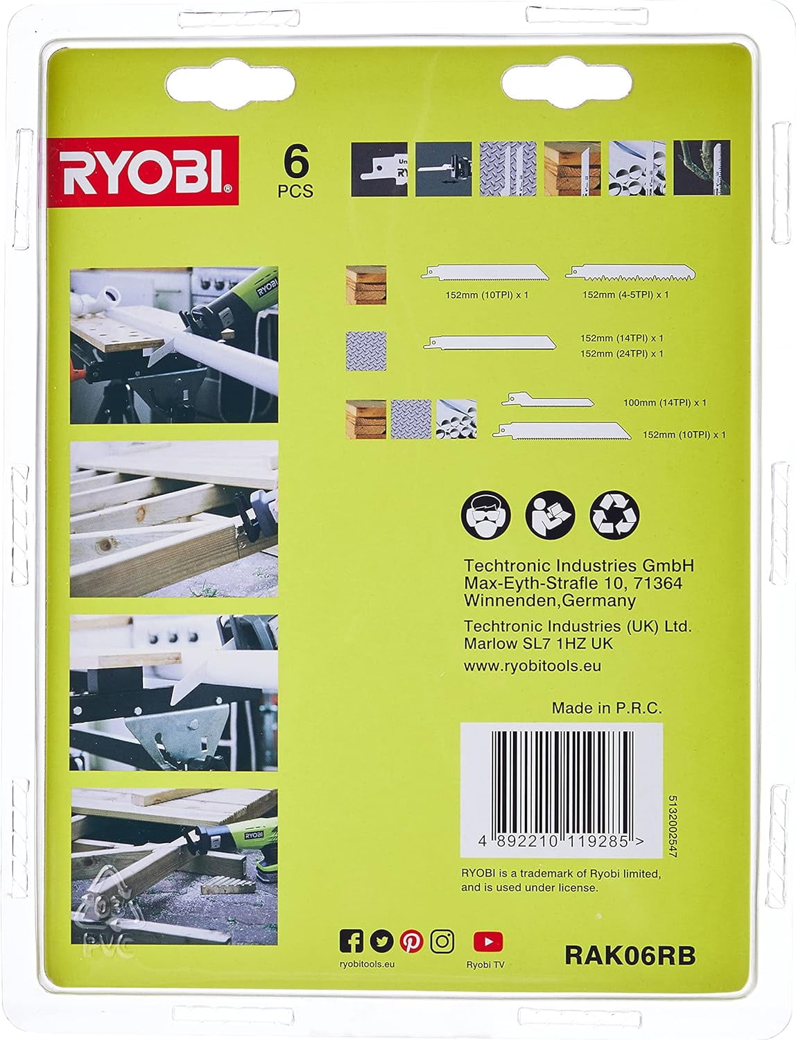 Reciprocating Saw Blade Set, 6 Piece