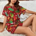 thumbnail image 6 of Bingfone X-mas and New Year Print Pajamas Sets for Women Soft Short-Sleeved Pjs with Lounge Shorts Two Piece Sleepwear, 6 of 8